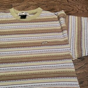 Rare Vintage 90s Rusty Surf Style Patterned Striped T Shirt